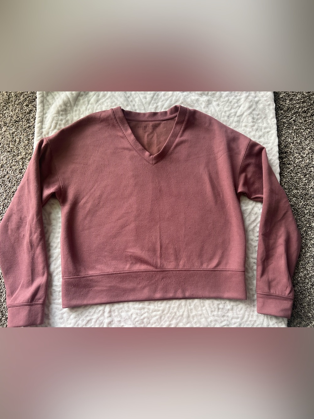 Recreation Thread & Supply V-Neck Ribbed Sweater in Dusty Rose | Size M - Picture 2 of 9